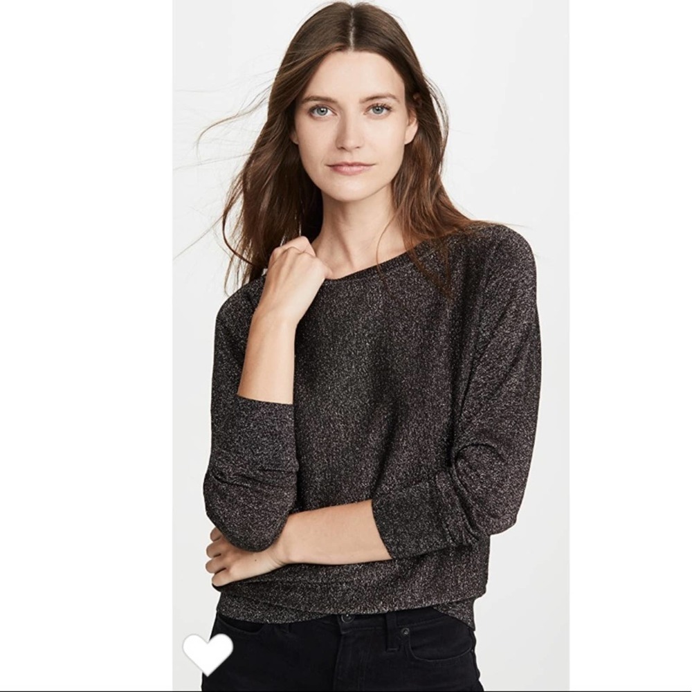 Velvet by Graham & Spencer Metallic Black Knit Pullover